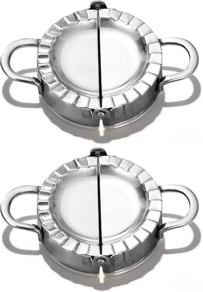 Stainless Steel Dumpling Ravioli Maker Press,2 Pack Pierogi Mold - Wonton Mould, Easy-tool for Dumpling Wrapper Dough Stamp Cutter Pastry Pie Making (2 pcs dumpling maker)