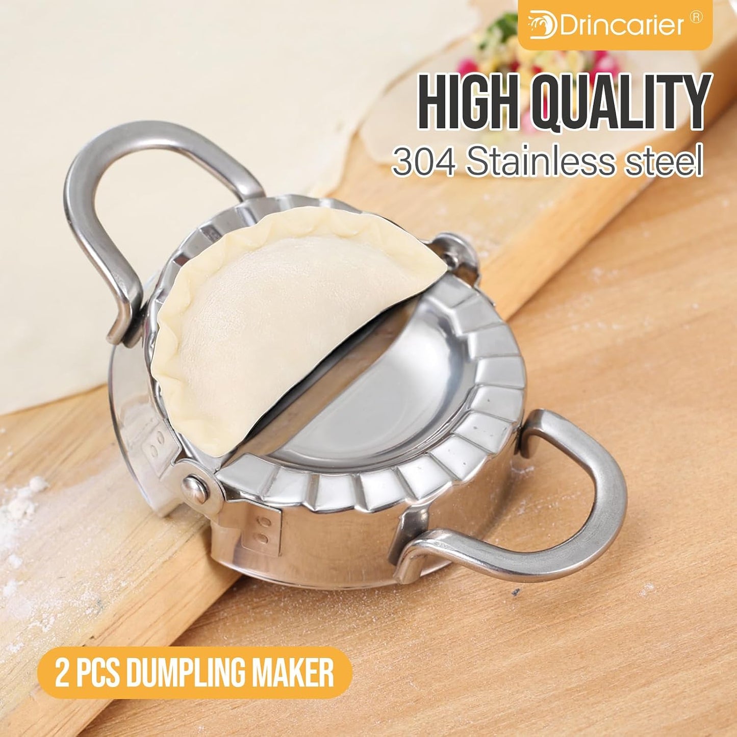 Stainless Steel Dumpling Ravioli Maker Press,2 Pack Pierogi Mold - Wonton Mould, Easy-tool for Dumpling Wrapper Dough Stamp Cutter Pastry Pie Making (2 pcs dumpling maker)
