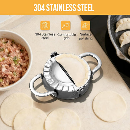 Stainless Steel Dumpling Ravioli Maker Press,2 Pack Pierogi Mold - Wonton Mould, Easy-tool for Dumpling Wrapper Dough Stamp Cutter Pastry Pie Making (2 pcs dumpling maker)