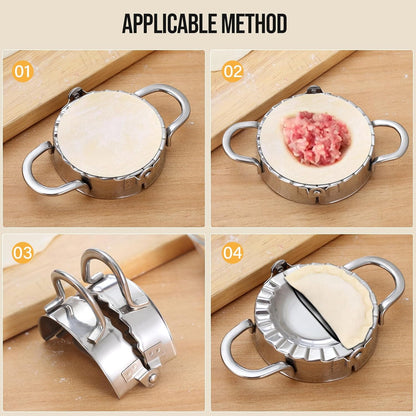 Stainless Steel Dumpling Ravioli Maker Press,2 Pack Pierogi Mold - Wonton Mould, Easy-tool for Dumpling Wrapper Dough Stamp Cutter Pastry Pie Making (2 pcs dumpling maker)