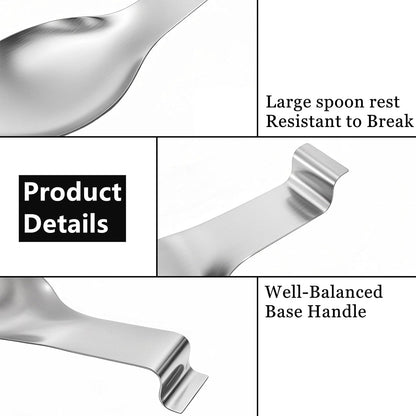 8 Pack Stainless Steel Spoon Rest, Large Size Ladle Spatula Tong Holder, Heavy Duty Cooking Utensil Rest for Stove Top Kitchen Countertop, Dishwasher Safe Kitchenware, Silver