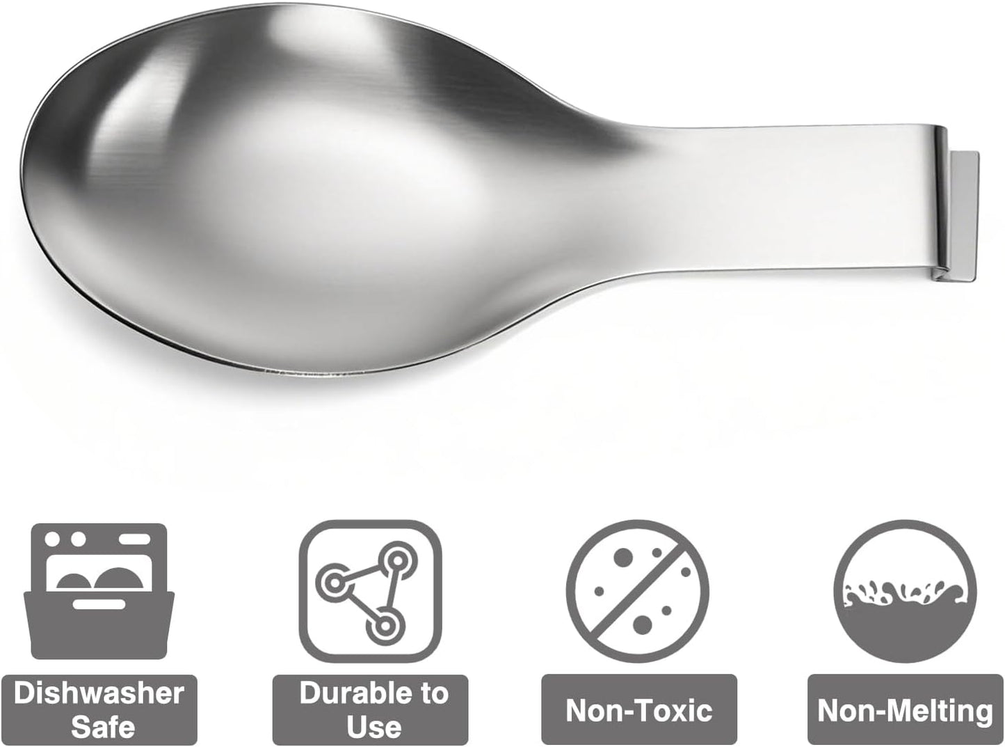 8 Pack Stainless Steel Spoon Rest, Large Size Ladle Spatula Tong Holder, Heavy Duty Cooking Utensil Rest for Stove Top Kitchen Countertop, Dishwasher Safe Kitchenware, Silver