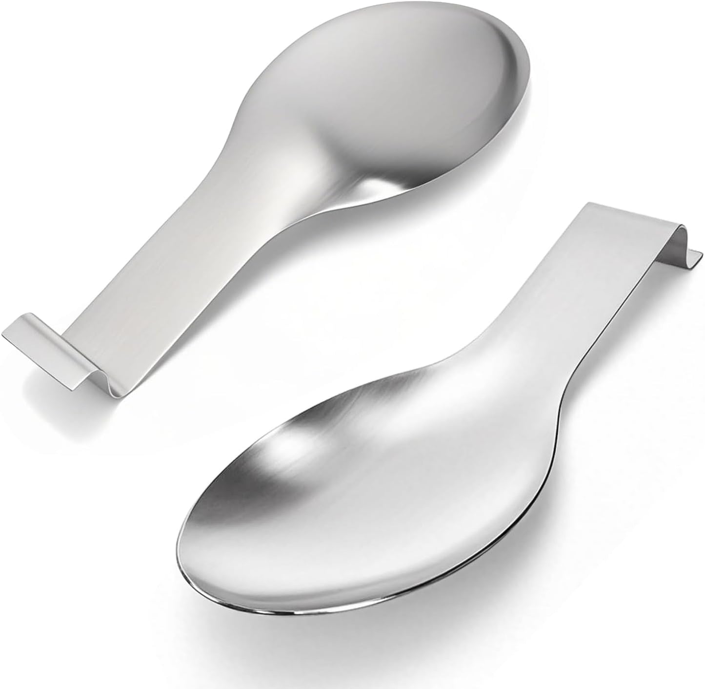 8 Pack Stainless Steel Spoon Rest, Large Size Ladle Spatula Tong Holder, Heavy Duty Cooking Utensil Rest for Stove Top Kitchen Countertop, Dishwasher Safe Kitchenware, Silver