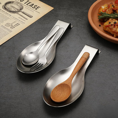 8 Pack Stainless Steel Spoon Rest, Large Size Ladle Spatula Tong Holder, Heavy Duty Cooking Utensil Rest for Stove Top Kitchen Countertop, Dishwasher Safe Kitchenware, Silver