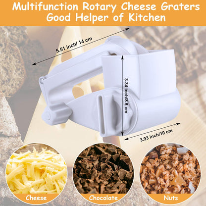 Rotary Cheese Grater Manual Handheld Cheese Grater with Stainless Steel Drum for Grating Hard Chocolate Nuts Kitchen Tool(White,1 Drum)