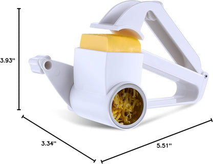 Rotary Cheese Grater Manual Handheld Cheese Grater with Stainless Steel Drum for Grating Hard Chocolate Nuts Kitchen Tool(White,1 Drum)