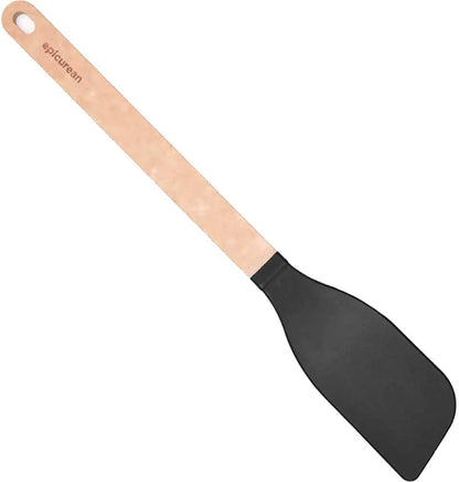 Gourmet Series Nylon Pasta Server-Natural Handle with Black Head | Heat resistant pasta fork with hanging hole. Lightweight and durable spaghetti server, dishwasher safe, made in USA