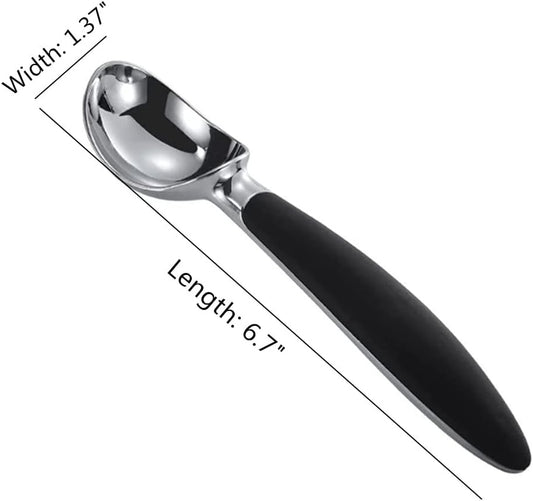 Non-Slip Handle Ice Cream Scoop, 6.7 Inch Zinc Alloy Ice Cream Spoon, Ice Cream Dipper for Dessert, Gelatos, Frozen Yogurt, Watermelon Fruit Melon Baller