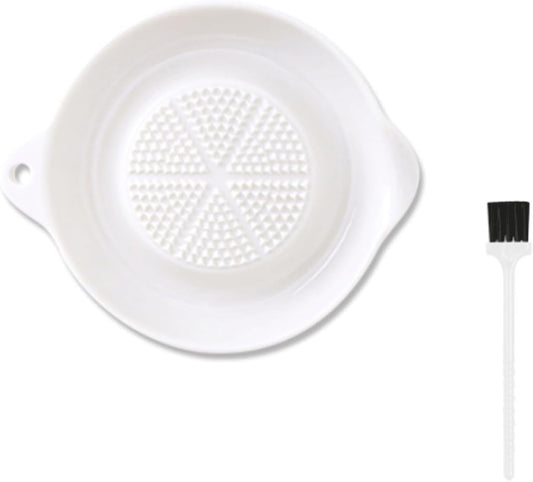 Ceramic Garlic Grater Plate, Ginger Grinder & Garlic Mincer with Raised Teeth, Multi-Function Manual Grater, Vegetables, Fruit & Spices, White (Round)