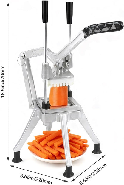 Commercial Vegetable Chopper w/ 4 Replacement Blades, Stainless Steel French Fry Cutter Potato Dicer & Fruit Slicer for Restaurants & Home Kitchen
