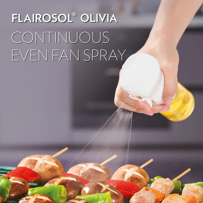 OLIVIA SIGNATURE Oil Sprayer, 130ml Glass, Golden Leaves | Portion control mist for air fryer, salad, BBQ, refillable & reusable, fine mist olive oil kitchen sprayer, anti-drip