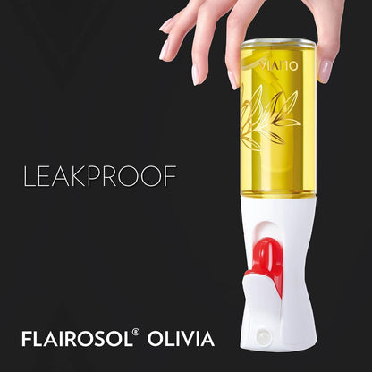 OLIVIA SIGNATURE Oil Sprayer, 130ml Glass, Golden Leaves | Portion control mist for air fryer, salad, BBQ, refillable & reusable, fine mist olive oil kitchen sprayer, anti-drip