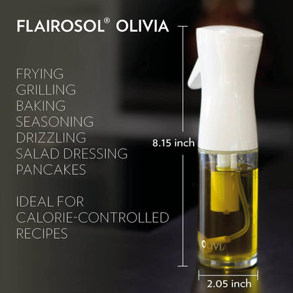 OLIVIA SIGNATURE Oil Sprayer, 130ml Glass, Golden Leaves | Portion control mist for air fryer, salad, BBQ, refillable & reusable, fine mist olive oil kitchen sprayer, anti-drip
