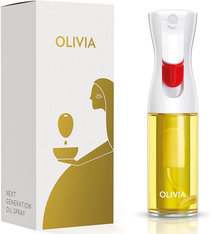 OLIVIA SIGNATURE Oil Sprayer, 130ml Glass, Golden Leaves | Portion control mist for air fryer, salad, BBQ, refillable & reusable, fine mist olive oil kitchen sprayer, anti-drip