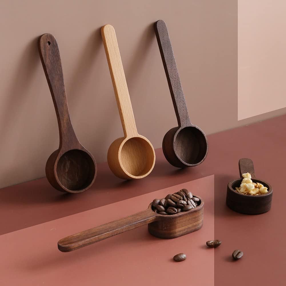 Wooden Scoops for Canisters, Coffee Scoop,Korean Style 6.61 inch Wooden Coffee Ground Spoon, Measuring for Ground Beans or tea, Soup Cooking Mixing Stirrer Kitchen Tools Utensils