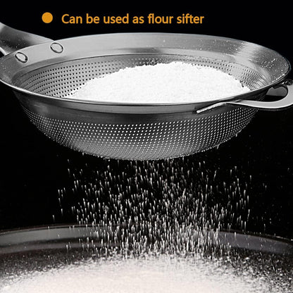 Fine Mesh Stainless Steel Metal With HoleSieve Food Strainer Grease Spider Skimmer And With Handle Large Holes Slotted Colander Frying Spoon Set,Handheld For Kitchen Cooking And Filter Food Residues
