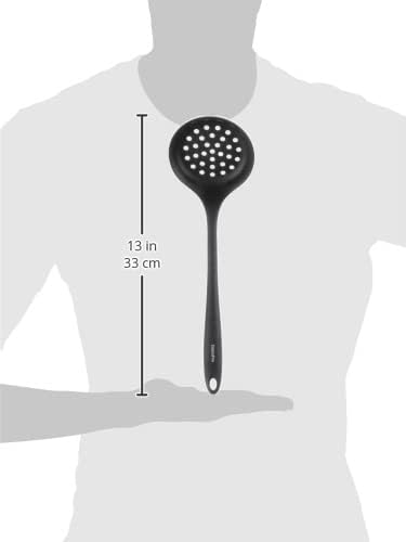 5 Piece Cooking Utensil Set, Flexible Nonstick Silicone, Stain-Free, Tongs, Turner, Spatula, Skimmer, and Slotted Spoon, Black