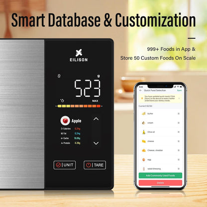 Smart Kitchen Food Scale,Bluetooth,8000g Cap,Nutrition Calculator