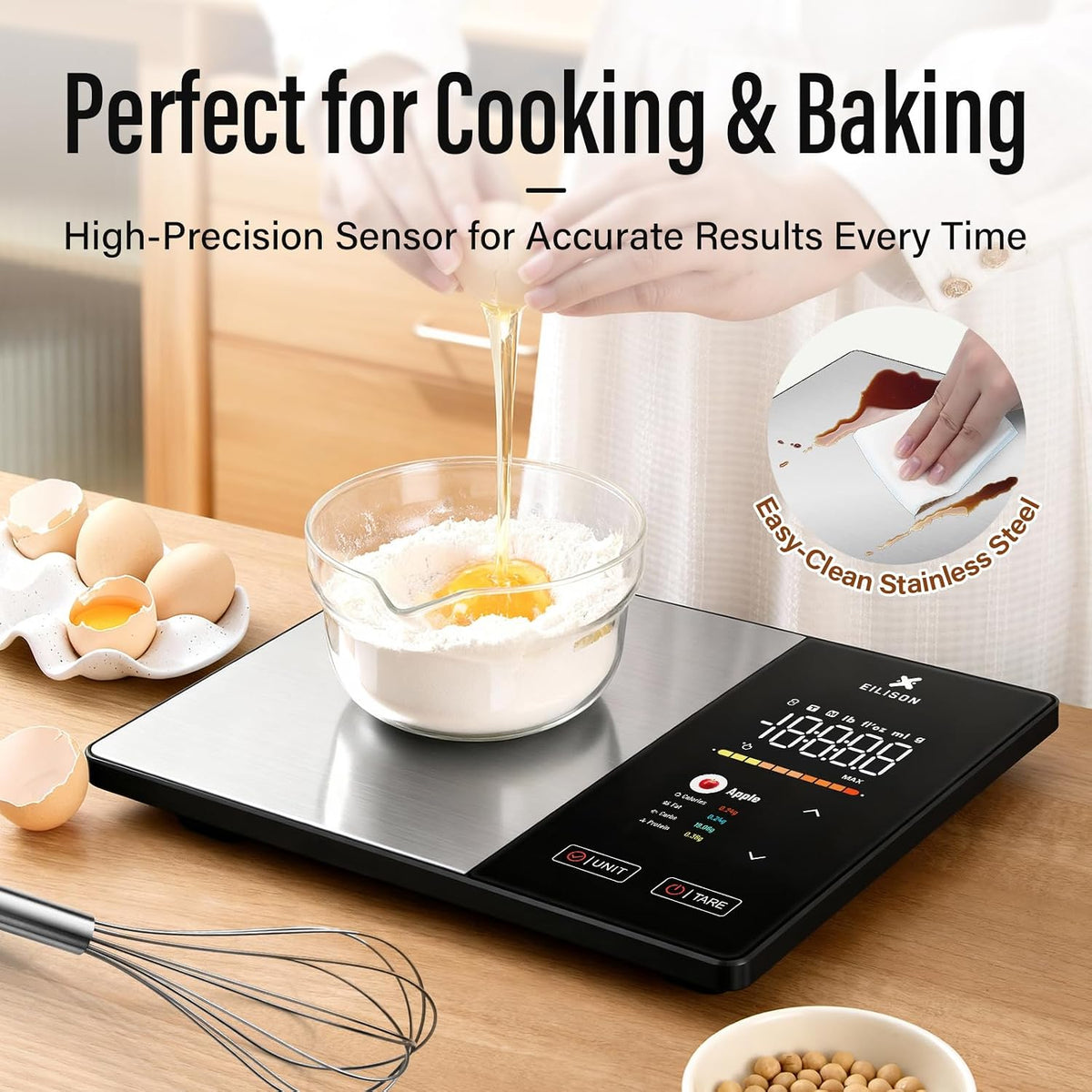 Smart Kitchen Food Scale,Bluetooth,8000g Cap,Nutrition Calculator