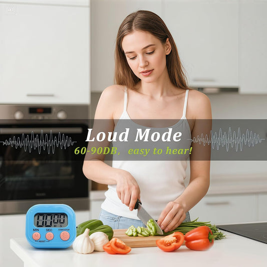 6 Pack Multi-Function Electronic Timer - Kitchen Timer,Magnetic Digital Timers,Big LCD Display, ON/Off Switch,Extensively Use in Cooking,Gym, Meeting, Classroom,Kitchen,Study,Work,Outdoor Activities