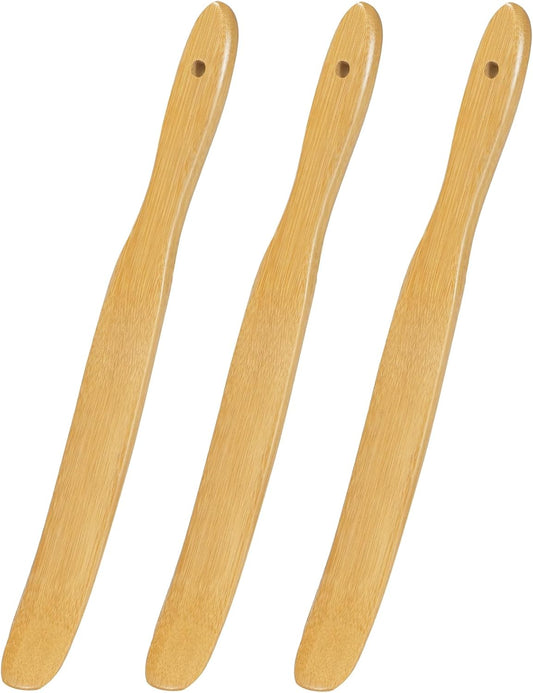 3Pcs Skinny Spurtle for Sourdough Starter, Wooden Spurtle Spatula for Cooking, Spreading, Reaching Bottom of Jar, Dough Whisk and Sour Dough Tools, Spurtles Kitchen Tools Wooden for Baking Lovers