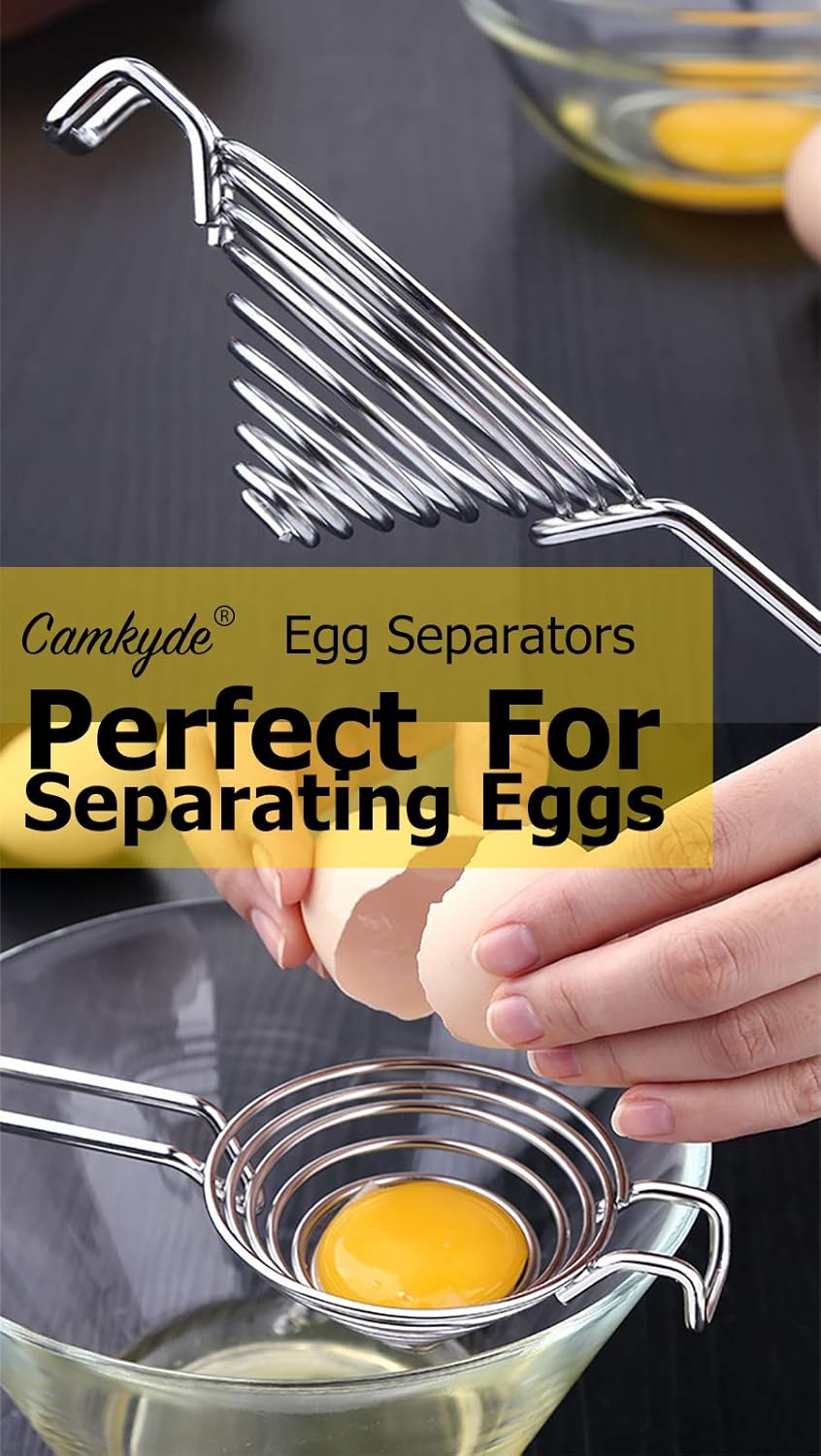 Egg Separator Food Grade Stainless Steel Egg Yolk White Separation Tool (Red)