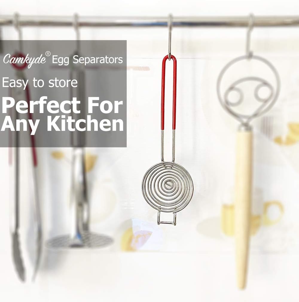 Egg Separator Food Grade Stainless Steel Egg Yolk White Separation Tool (Red)
