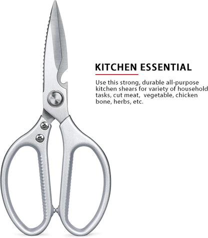 Kitchen Scissors All Purpose for Food, Heavy Duty 8.46'' Large Kitchen Shears for Cutting Vegetable, Poultry, Meat, Herb, Stainless Steel Sharp Blade, Dishwasher Safe