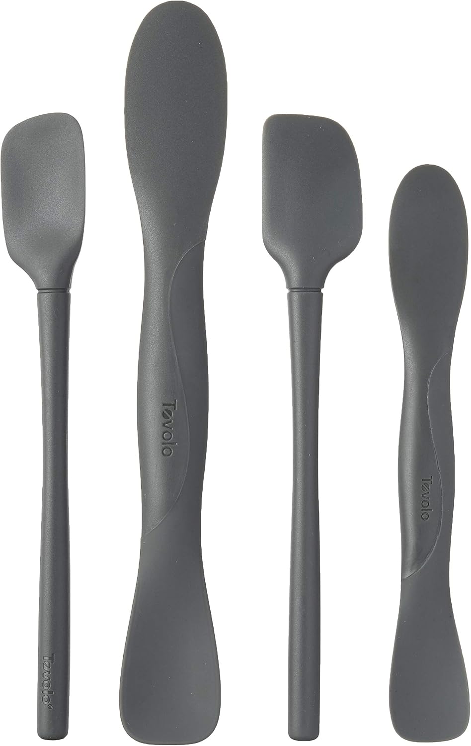 Flex Core Mini Silicone Spatula Set for Kitchen Prep and Baking, Silicone Kitchen Utensils Set with Spatula Spoonula & Scoop Tools, BPA Free Heat Resistant Silicone Cooking Set, Charcoal Gray