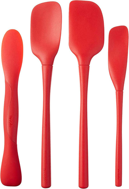 Flex Core Mini Silicone Spatula Set for Kitchen Prep and Baking, Silicone Kitchen Utensils Set with Spatula Spoonula & Scoop Tools, BPA Free Heat Resistant Silicone Cooking Set, Charcoal Gray