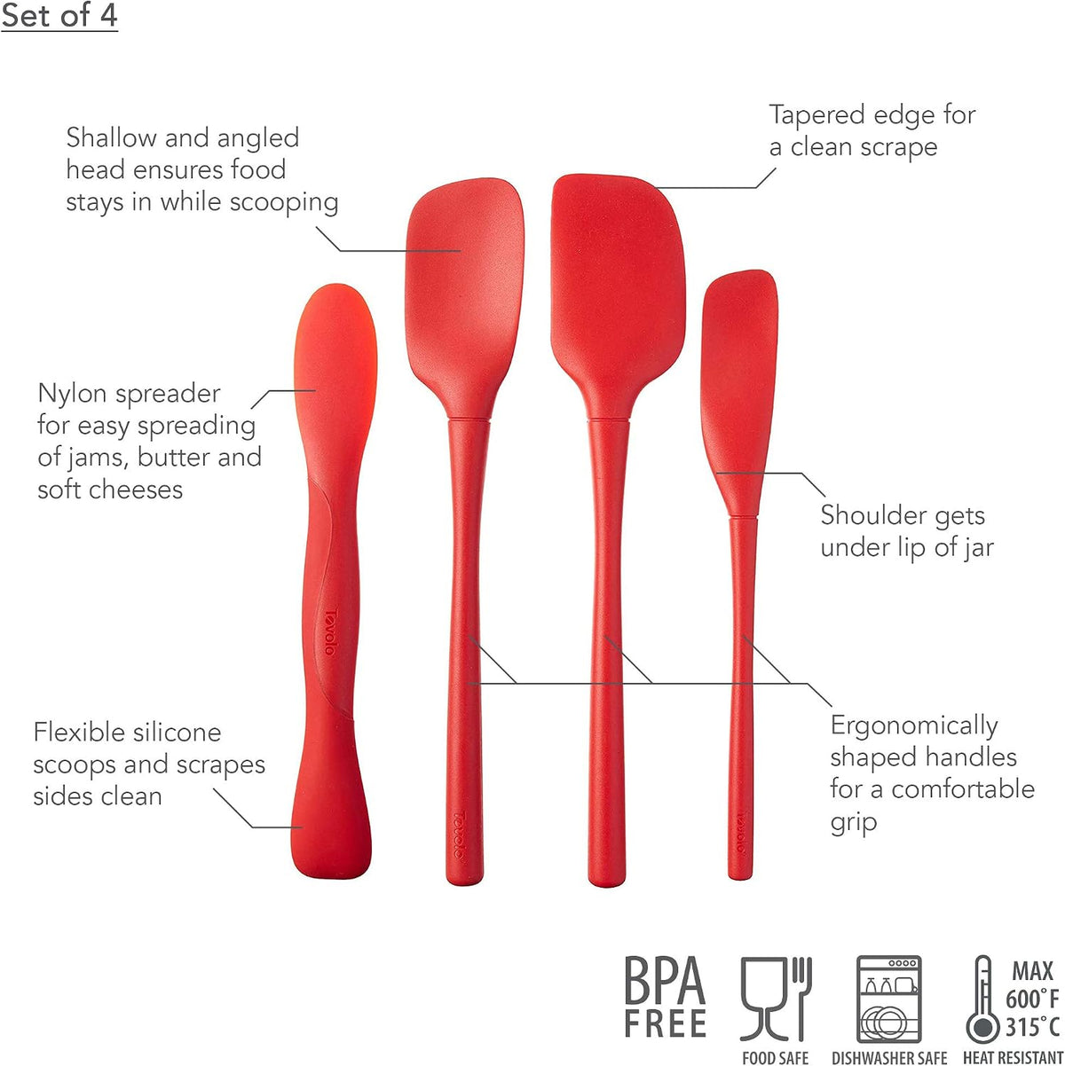 Flex Core Mini Silicone Spatula Set for Kitchen Prep and Baking, Silicone Kitchen Utensils Set with Spatula Spoonula & Scoop Tools, BPA Free Heat Resistant Silicone Cooking Set, Charcoal Gray
