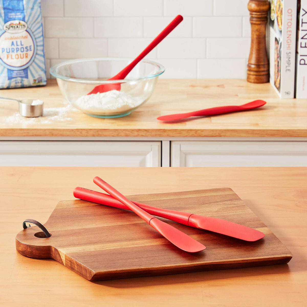 Flex Core Mini Silicone Spatula Set for Kitchen Prep and Baking, Silicone Kitchen Utensils Set with Spatula Spoonula & Scoop Tools, BPA Free Heat Resistant Silicone Cooking Set, Charcoal Gray