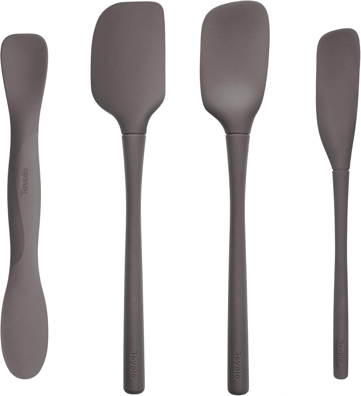 Flex Core Mini Silicone Spatula Set for Kitchen Prep and Baking, Silicone Kitchen Utensils Set with Spatula Spoonula & Scoop Tools, BPA Free Heat Resistant Silicone Cooking Set, Charcoal Gray