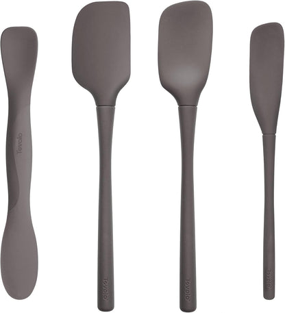 Flex Core Mini Silicone Spatula Set for Kitchen Prep and Baking, Silicone Kitchen Utensils Set with Spatula Spoonula & Scoop Tools, BPA Free Heat Resistant Silicone Cooking Set, Charcoal Gray