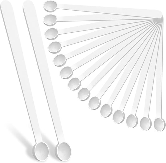 1/32 Teaspoon (0.15 Ml) Measuring Spoon, 32 PCS Plastic Micro Scoops Mini Measuring Spoons Long Handle Tiny Spoons for Cosmetics, Medicine, Glitter and Spicer (White)
