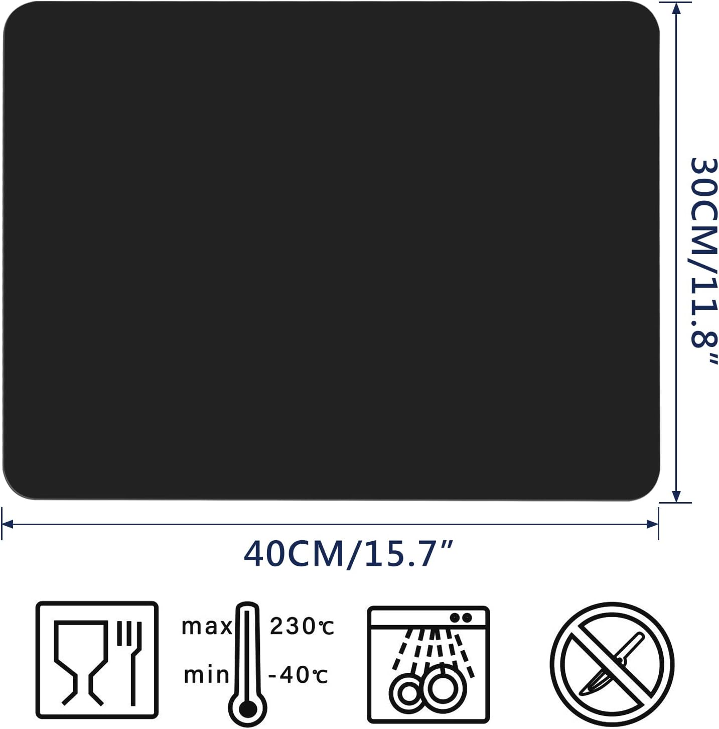2 Pack Silicone Crafting Mats, 15.7" x 11.8" Silicone Mat for Crafts, Large Heat Resistant Sheet for Jewelry Casting, Epoxy Resin, Painting, Counter Table Protector, Placemat, Nonstick, Black