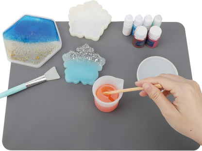 2 Pack Silicone Crafting Mats, 15.7" x 11.8" Silicone Mat for Crafts, Large Heat Resistant Sheet for Jewelry Casting, Epoxy Resin, Painting, Counter Table Protector, Placemat, Nonstick, Black