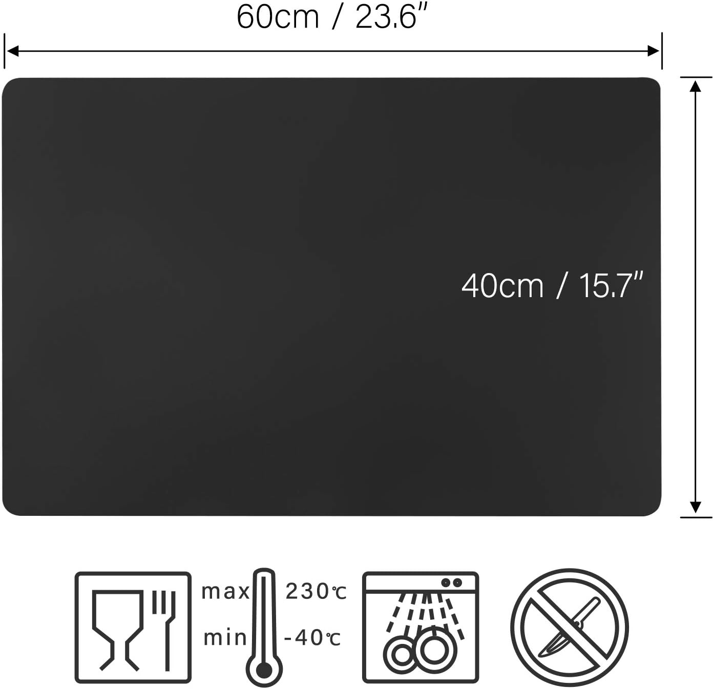 2 Pack Silicone Crafting Mats, 15.7" x 11.8" Silicone Mat for Crafts, Large Heat Resistant Sheet for Jewelry Casting, Epoxy Resin, Painting, Counter Table Protector, Placemat, Nonstick, Black