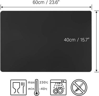 2 Pack Silicone Crafting Mats, 15.7" x 11.8" Silicone Mat for Crafts, Large Heat Resistant Sheet for Jewelry Casting, Epoxy Resin, Painting, Counter Table Protector, Placemat, Nonstick, Black