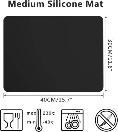 2 Pack Silicone Crafting Mats, 15.7" x 11.8" Silicone Mat for Crafts, Large Heat Resistant Sheet for Jewelry Casting, Epoxy Resin, Painting, Counter Table Protector, Placemat, Nonstick, Black