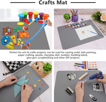 2 Pack Silicone Crafting Mats, 15.7" x 11.8" Silicone Mat for Crafts, Large Heat Resistant Sheet for Jewelry Casting, Epoxy Resin, Painting, Counter Table Protector, Placemat, Nonstick, Black