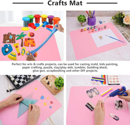 2 Pack Silicone Crafting Mats, 15.7" x 11.8" Silicone Mat for Crafts, Large Heat Resistant Sheet for Jewelry Casting, Epoxy Resin, Painting, Counter Table Protector, Placemat, Nonstick, Black