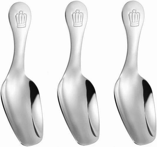 Stainless Steel Mini Scoop for Canisters with Short Handle, Silver Mini Feed Spoon for Ice Cream Melon Baller, Short Handle Espresso Coffee Spoon for Tea Dessert Sugar Salt(3 Pack)