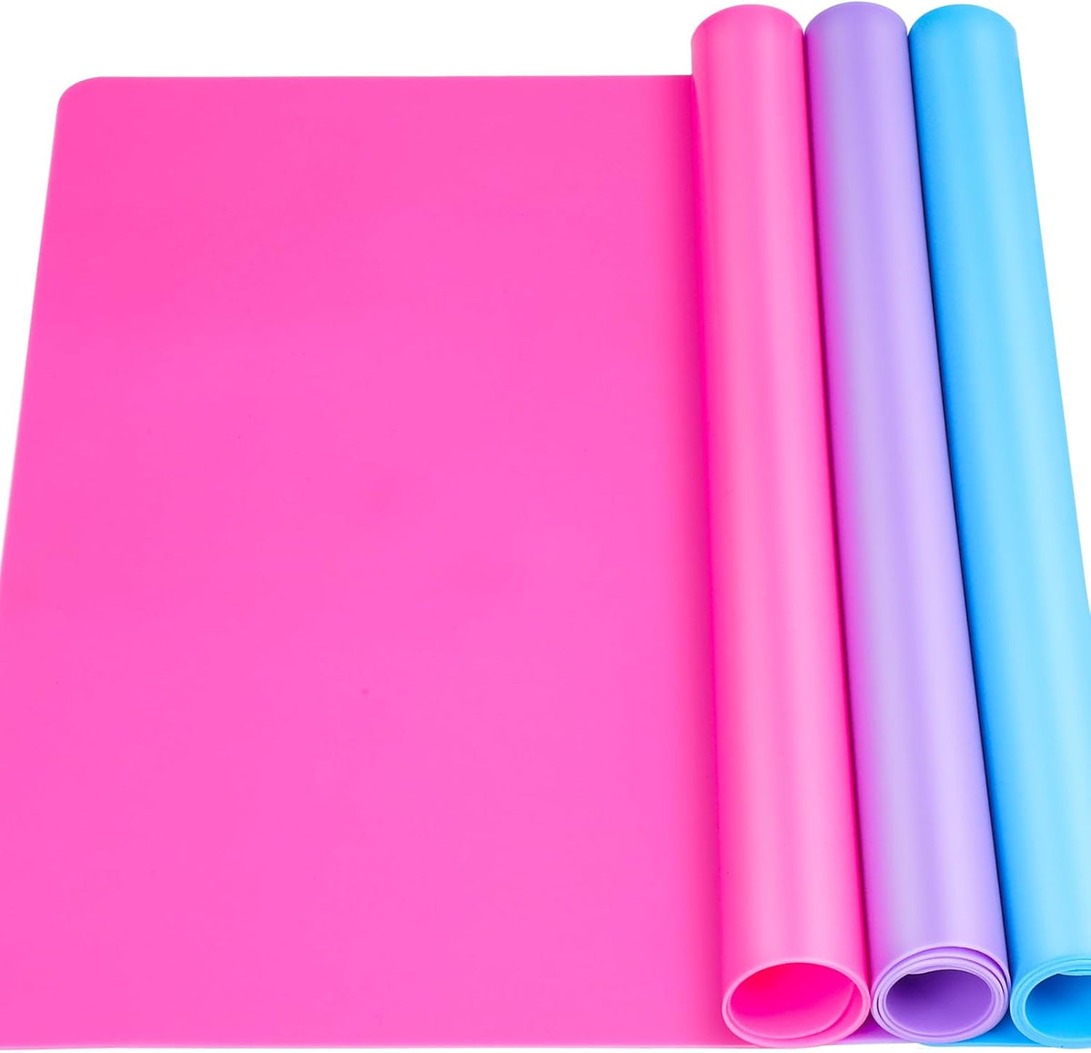 Silicone Mat for Resin Molds, 3 PCS Silicone Mats for Epoxy Resin, UV Resin, Play Dough Mat, Clay Mat, Nonstick Silicone Sheets Pads for DIY Arts and Crafts, Pink & Purple & Blue, 15.7”x 11.7”