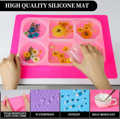 Silicone Mat for Resin Molds, 3 PCS Silicone Mats for Epoxy Resin, UV Resin, Play Dough Mat, Clay Mat, Nonstick Silicone Sheets Pads for DIY Arts and Crafts, Pink & Purple & Blue, 15.7”x 11.7”