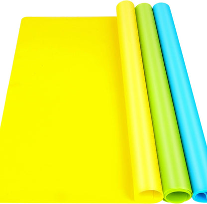 Silicone Mat for Resin Molds, 3 PCS Silicone Mats for Epoxy Resin, UV Resin, Play Dough Mat, Clay Mat, Nonstick Silicone Sheets Pads for DIY Arts and Crafts, Pink & Purple & Blue, 15.7”x 11.7”