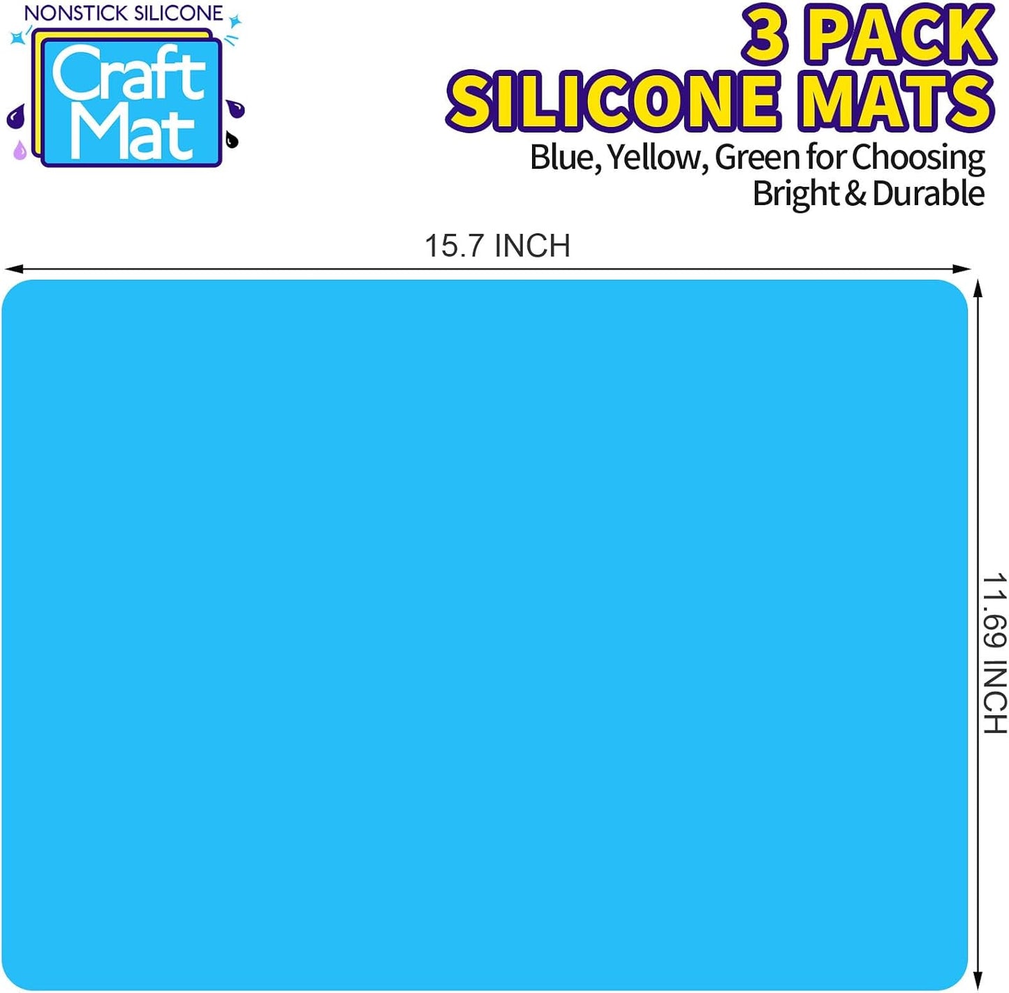 Silicone Mat for Resin Molds, 3 PCS Silicone Mats for Epoxy Resin, UV Resin, Play Dough Mat, Clay Mat, Nonstick Silicone Sheets Pads for DIY Arts and Crafts, Pink & Purple & Blue, 15.7”x 11.7”
