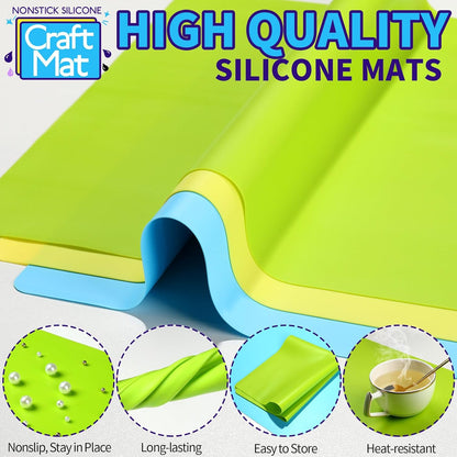 Silicone Mat for Resin Molds, 3 PCS Silicone Mats for Epoxy Resin, UV Resin, Play Dough Mat, Clay Mat, Nonstick Silicone Sheets Pads for DIY Arts and Crafts, Pink & Purple & Blue, 15.7”x 11.7”