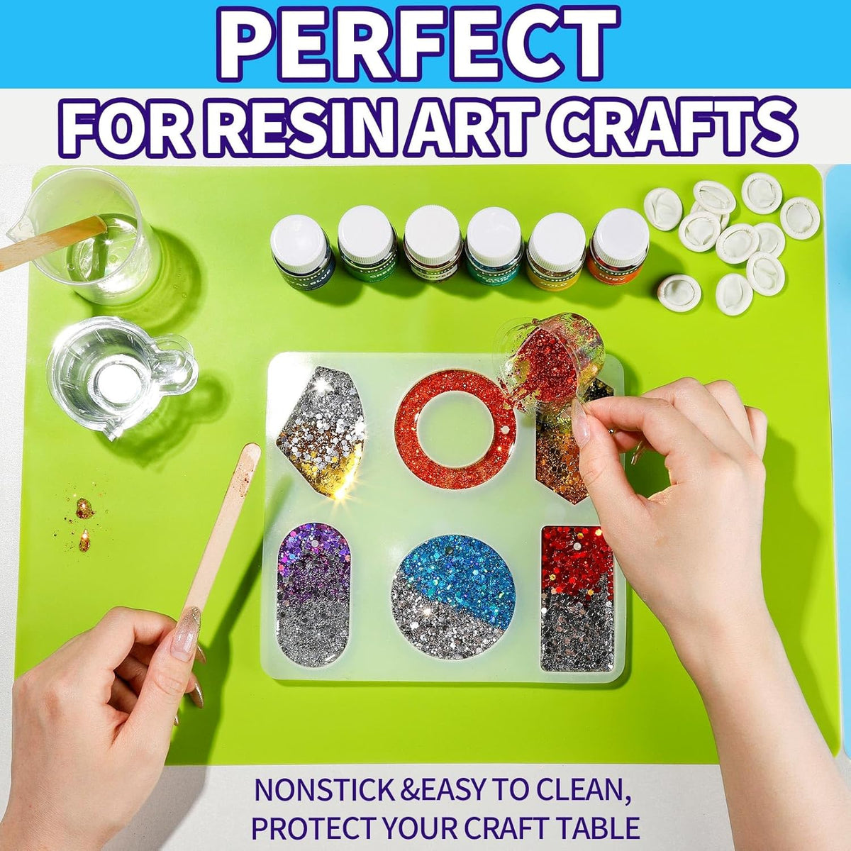 Silicone Mat for Resin Molds, 3 PCS Silicone Mats for Epoxy Resin, UV Resin, Play Dough Mat, Clay Mat, Nonstick Silicone Sheets Pads for DIY Arts and Crafts, Pink & Purple & Blue, 15.7”x 11.7”