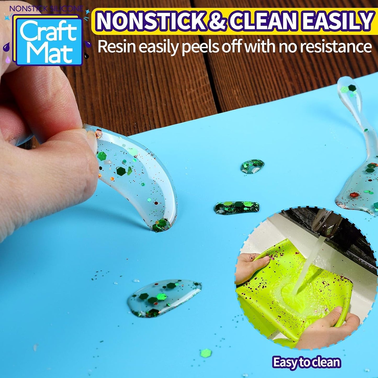 Silicone Mat for Resin Molds, 3 PCS Silicone Mats for Epoxy Resin, UV Resin, Play Dough Mat, Clay Mat, Nonstick Silicone Sheets Pads for DIY Arts and Crafts, Pink & Purple & Blue, 15.7”x 11.7”
